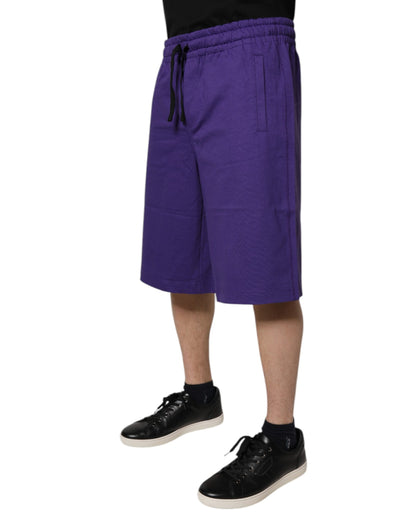 Dolce &amp; Gabbana Purple Cotton Men Bermuda Sweatshorts Shorts