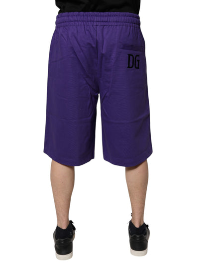 Dolce &amp; Gabbana Purple Cotton Men Bermuda Sweatshorts Shorts