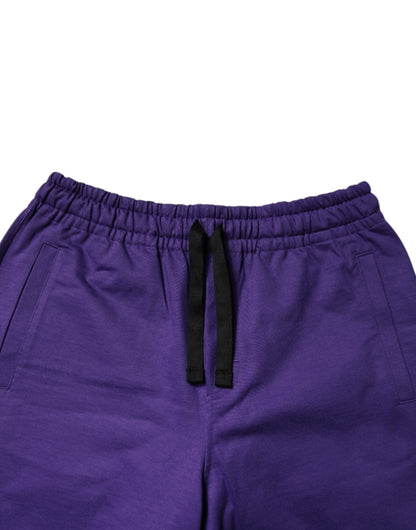 Dolce &amp; Gabbana Purple Cotton Men Bermuda Sweatshorts Shorts