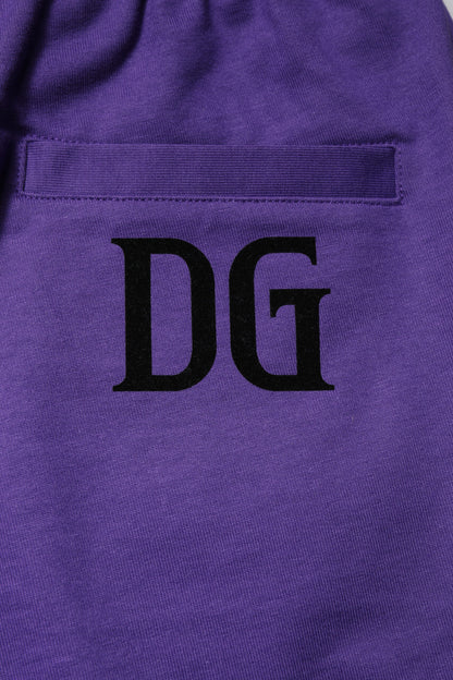 Dolce &amp; Gabbana Purple Cotton Men Bermuda Sweatshorts Shorts