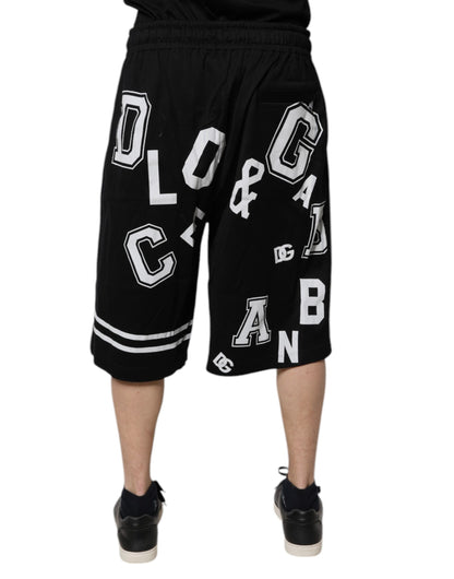 Dolce &amp; Gabbana Black Logo Cotton Bermuda Sweatshorts Shorts
