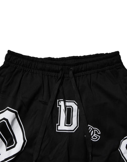 Dolce &amp; Gabbana Black Logo Cotton Bermuda Sweatshorts Shorts