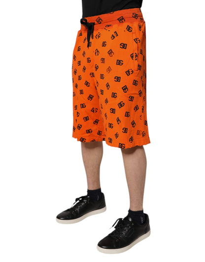 Dolce &amp; Gabbana Orange Logo Monogram Cotton Bermuda Shorts