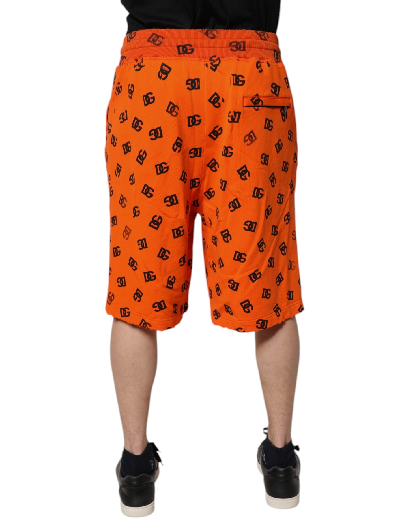 Dolce &amp; Gabbana Orange Logo Monogram Cotton Bermuda Shorts