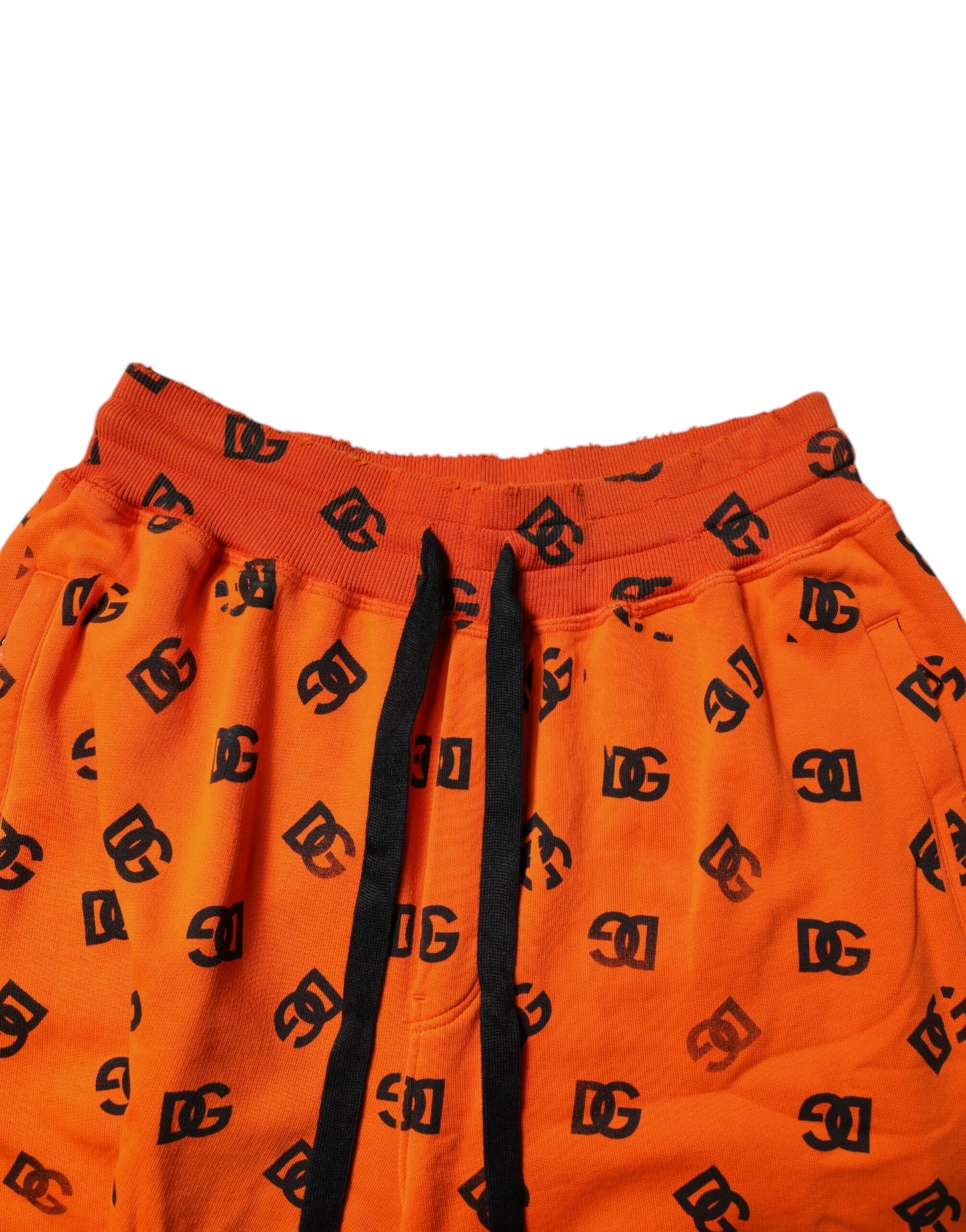 Dolce &amp; Gabbana Orange Logo Monogram Cotton Bermuda Shorts