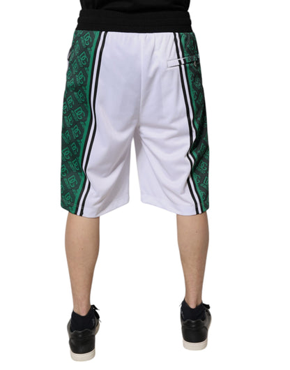 Dolce &amp; Gabbana White Green Men Jersey Sweatshorts Shorts