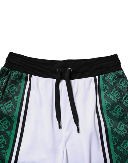 Dolce &amp; Gabbana White Green Men Jersey Sweatshorts Shorts