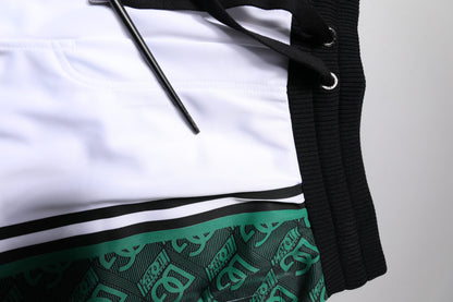 Dolce &amp; Gabbana White Green Men Jersey Sweatshorts Shorts