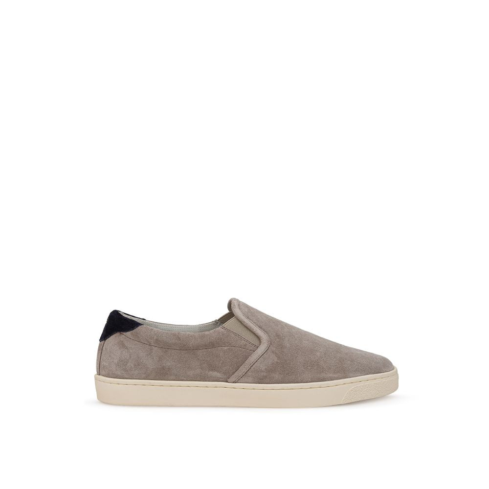 Brunello Cucinelli Gray Leather Sneaker by Brunello Cucinelli