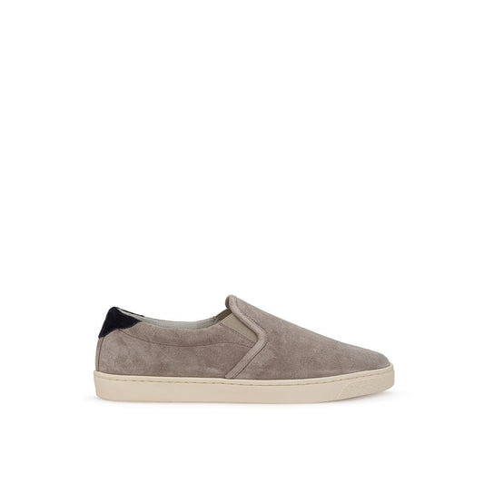 Brunello Cucinelli Gray Leather Sneaker by Brunello Cucinelli