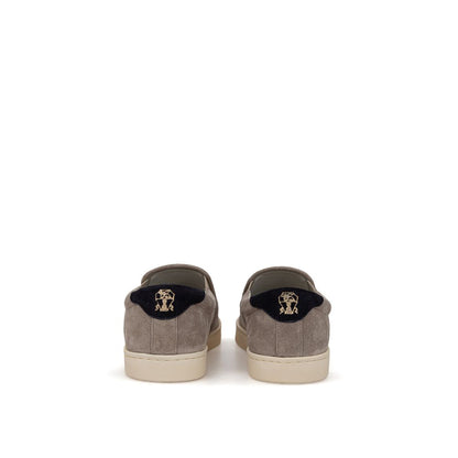 Brunello Cucinelli Gray Leather Sneaker by Brunello Cucinelli