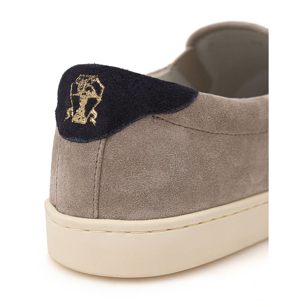 Brunello Cucinelli Gray Leather Sneaker by Brunello Cucinelli