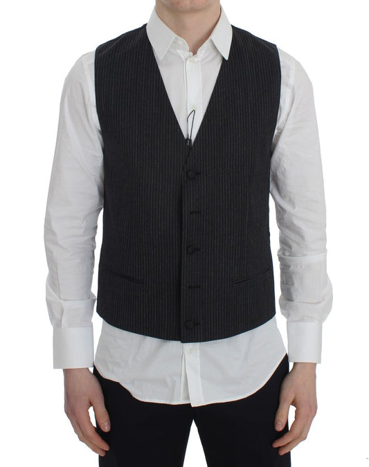Dolce &amp; Gabbana Élégant cardigan en laine à rayures grises