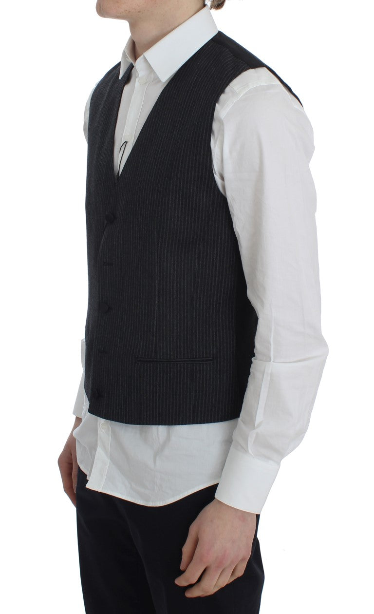 Dolce &amp; Gabbana Gray Striped Formal Cardigan