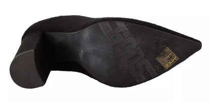 GCDS Black Suede Logo Socks Block Heel Ankle Boots Shoes by GCDS