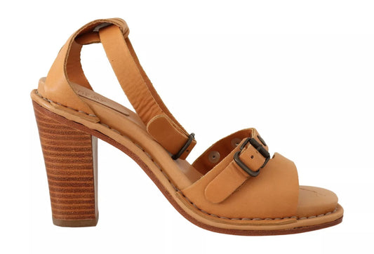 See By Chloé Brown Leather Studded Ankle Strap Sandals Shoes by See By Chloé