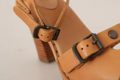 See By Chloé Brown Leather Studded Ankle Strap Sandals Shoes by See By Chloé