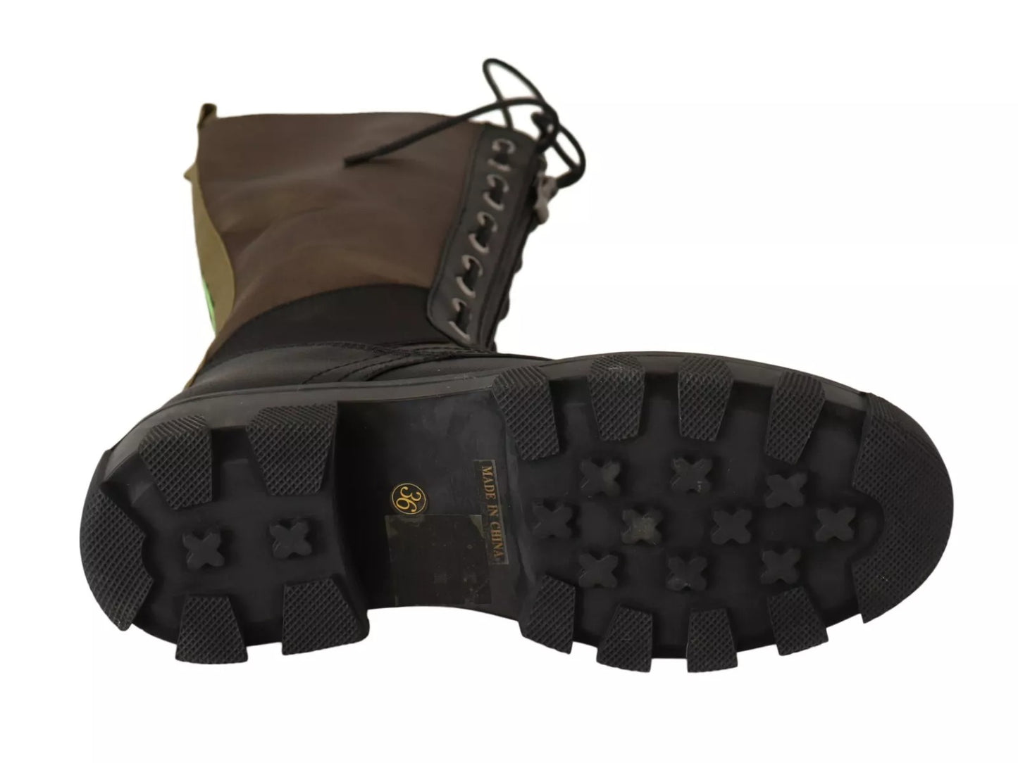 Gaelle Black Green High Combat Boots Lace Up Military Shoes by Gaelle