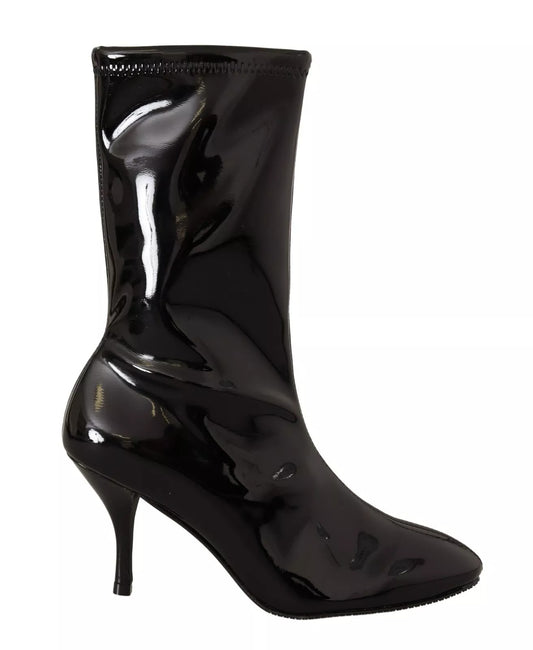 Stuart Weitzman Black Patent Leather High Heels Boots Shoes by Stuart Weitzman
