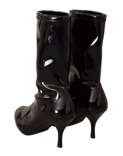 Stuart Weitzman Black Patent Leather High Heels Boots Shoes by Stuart Weitzman