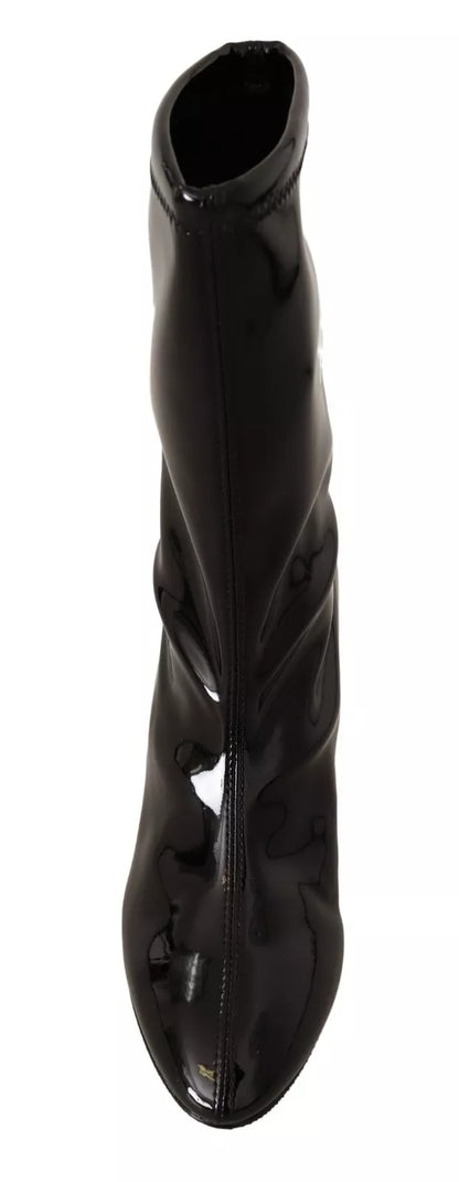 Stuart Weitzman Black Patent Leather High Heels Boots Shoes by Stuart Weitzman