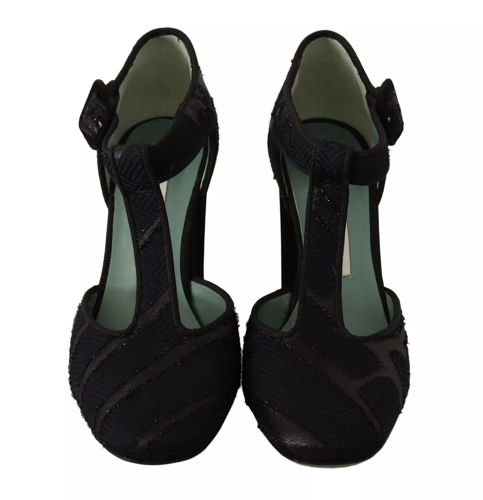 Paola D'Arcano Black Suede Leather Block Heels Sandals Shoes by Paola D'Arcano