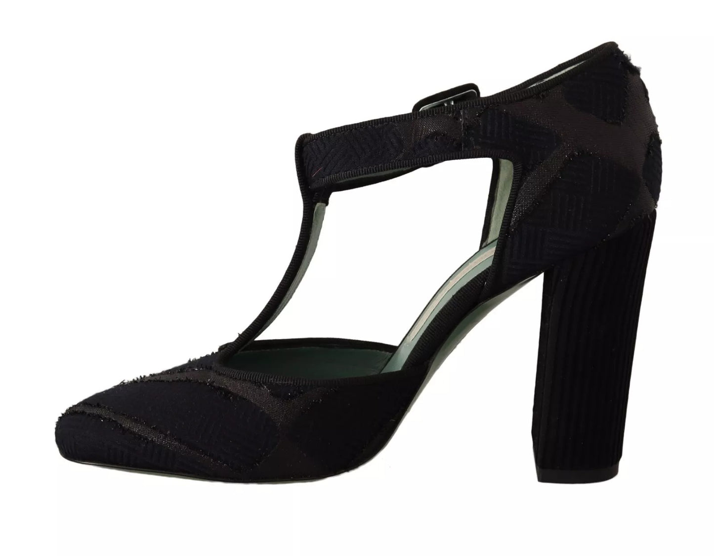Paola D'Arcano Black Suede Leather Block Heels Sandals Shoes by Paola D'Arcano