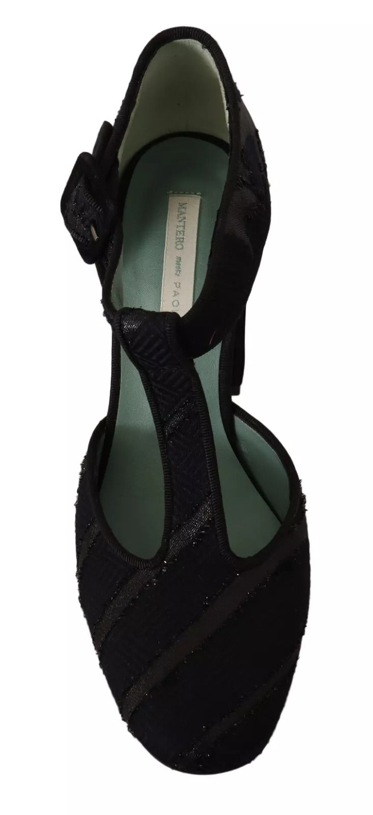Paola D'Arcano Black Suede Leather Block Heels Sandals Shoes by Paola D'Arcano