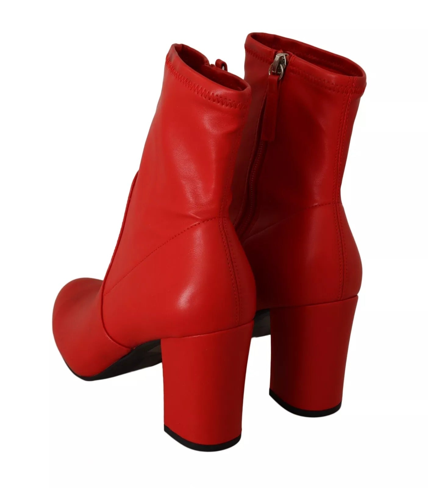 Steve Madden Red Leather Block Heels Ankle Boots Shoes by Steve Madden