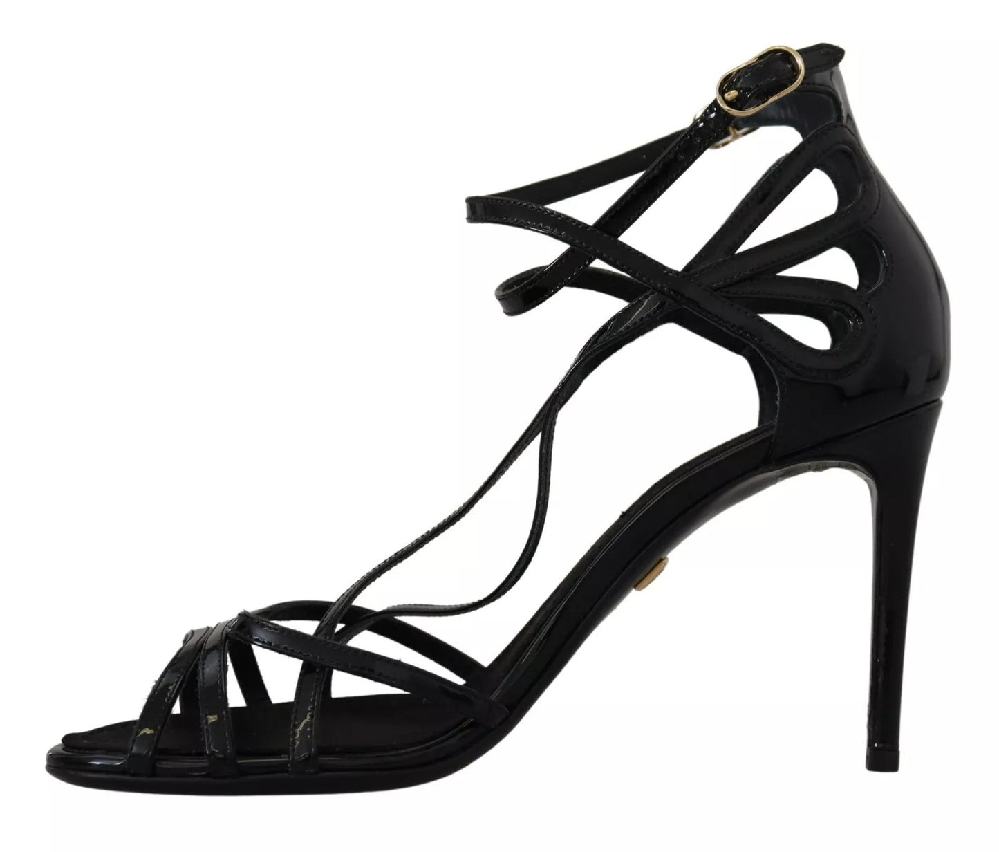 Dolce & Gabbana Black Leather Stiletto Heels Sandals Shoes by Dolce & Gabbana