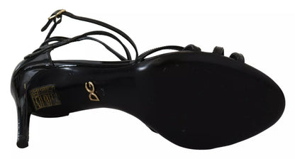 Dolce & Gabbana Black Leather Stiletto Heels Sandals Shoes by Dolce & Gabbana