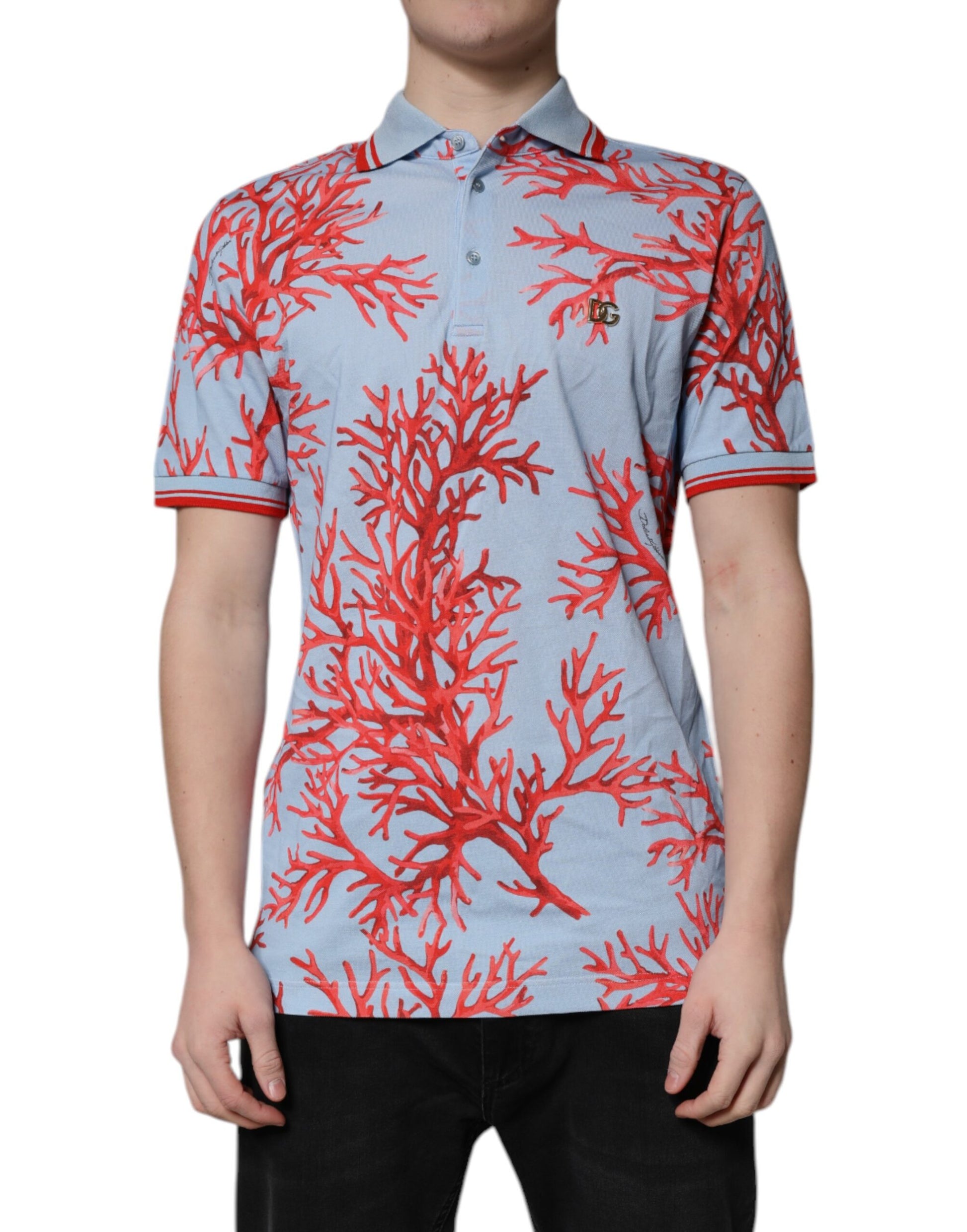 Dolce & Gabbana Light Blue Coral Cotton Polo Shirt T-shirt by Dolce & Gabbana