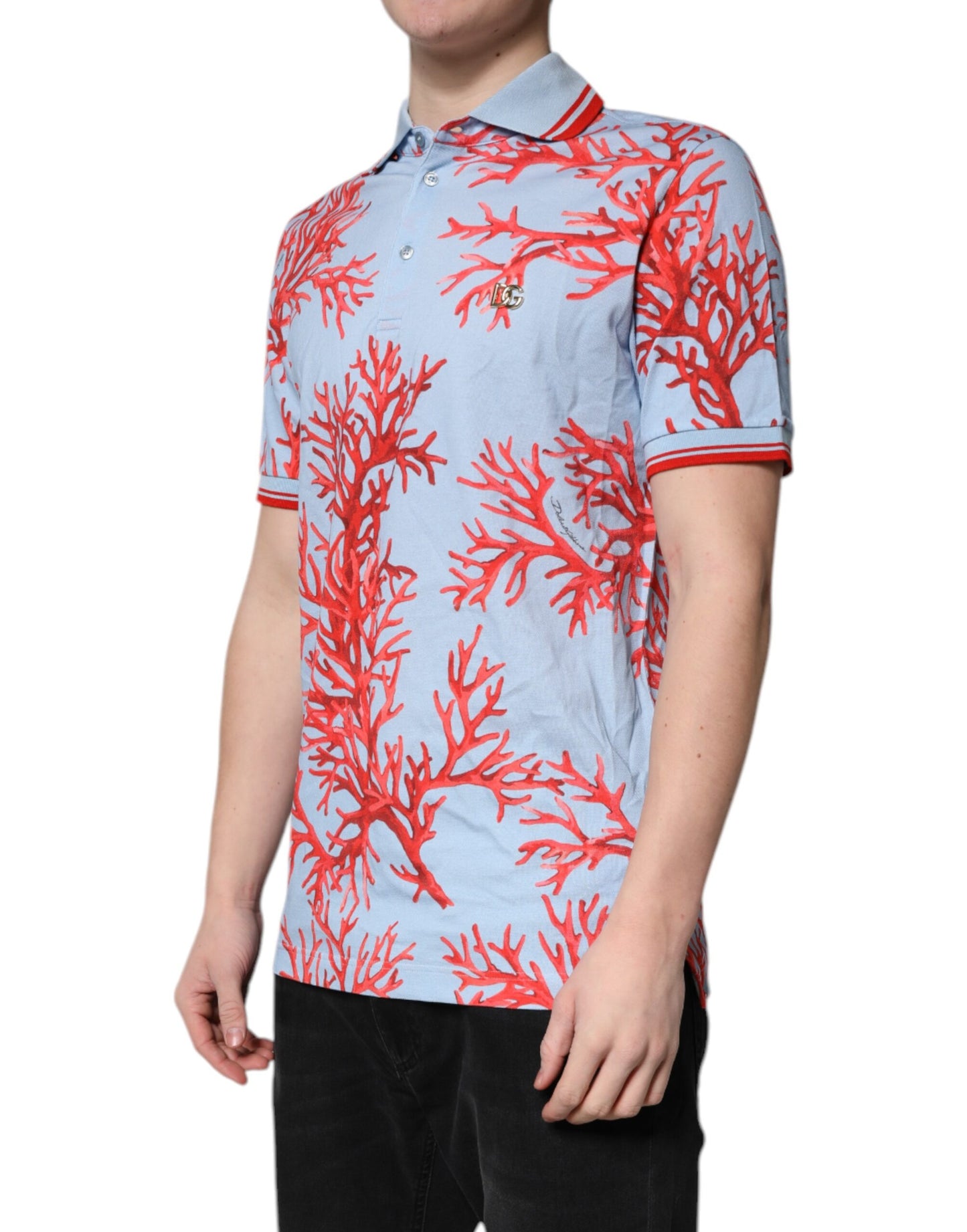 Dolce & Gabbana Light Blue Coral Cotton Polo Shirt T-shirt by Dolce & Gabbana