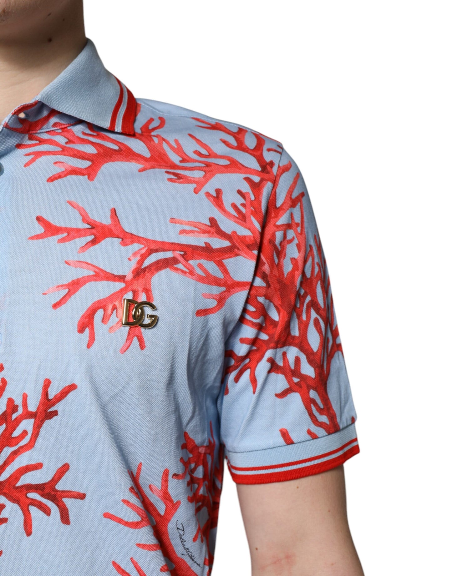 Dolce & Gabbana Light Blue Coral Cotton Polo Shirt T-shirt by Dolce & Gabbana