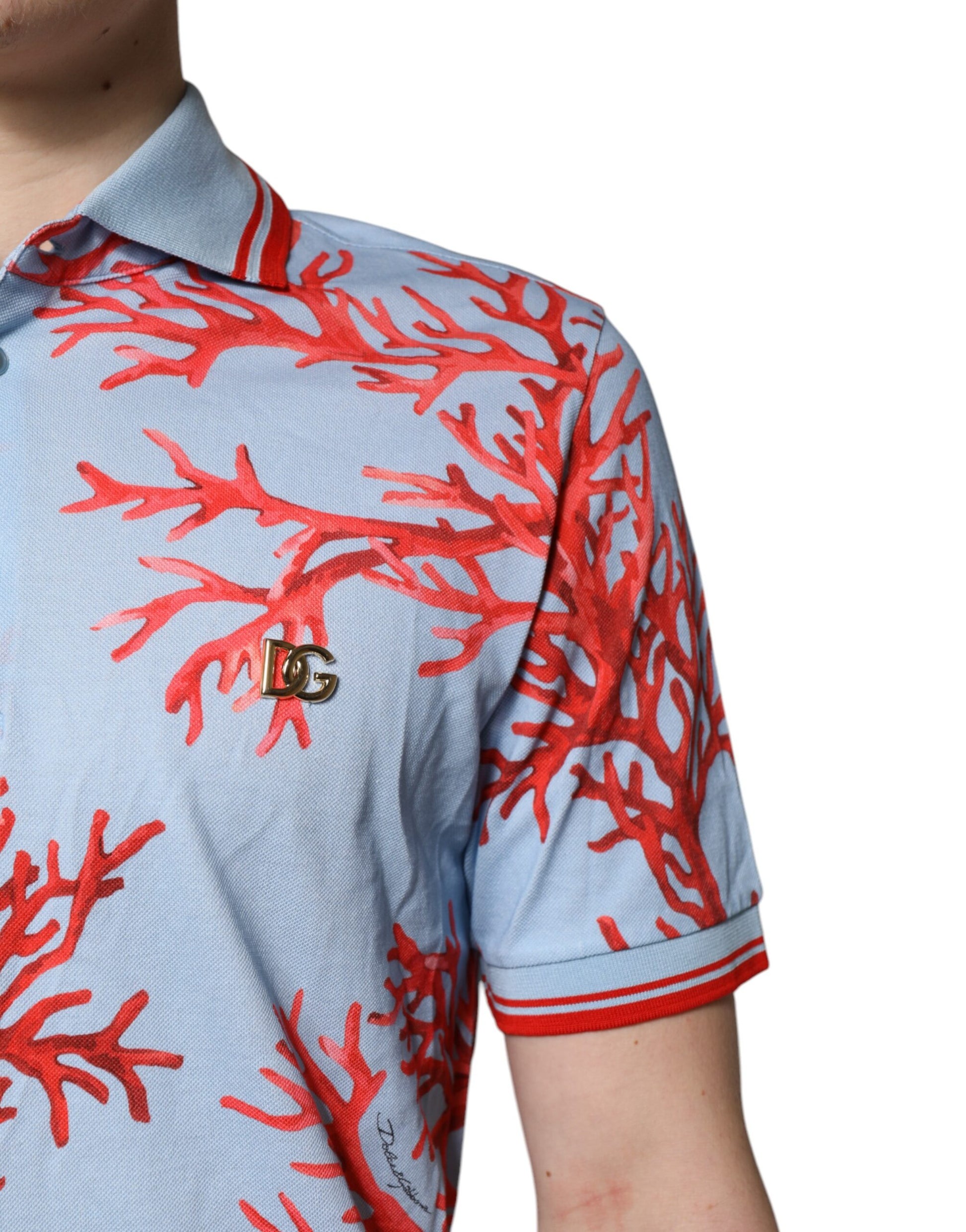 Dolce & Gabbana Light Blue Coral Cotton Polo Shirt T-shirt by Dolce & Gabbana