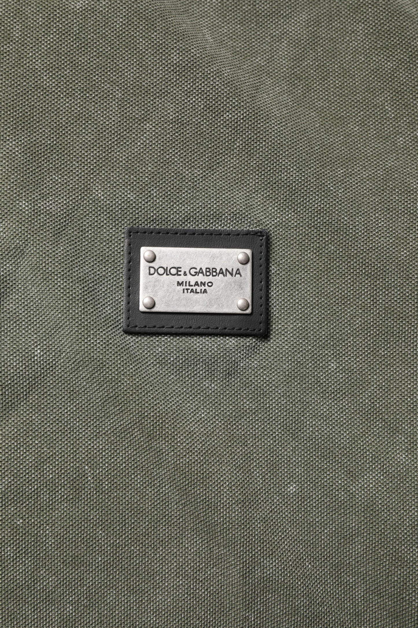 Dolce & Gabbana Army Green Logo Plaque Cotton Polo Shirt T-shirt by Dolce & Gabbana