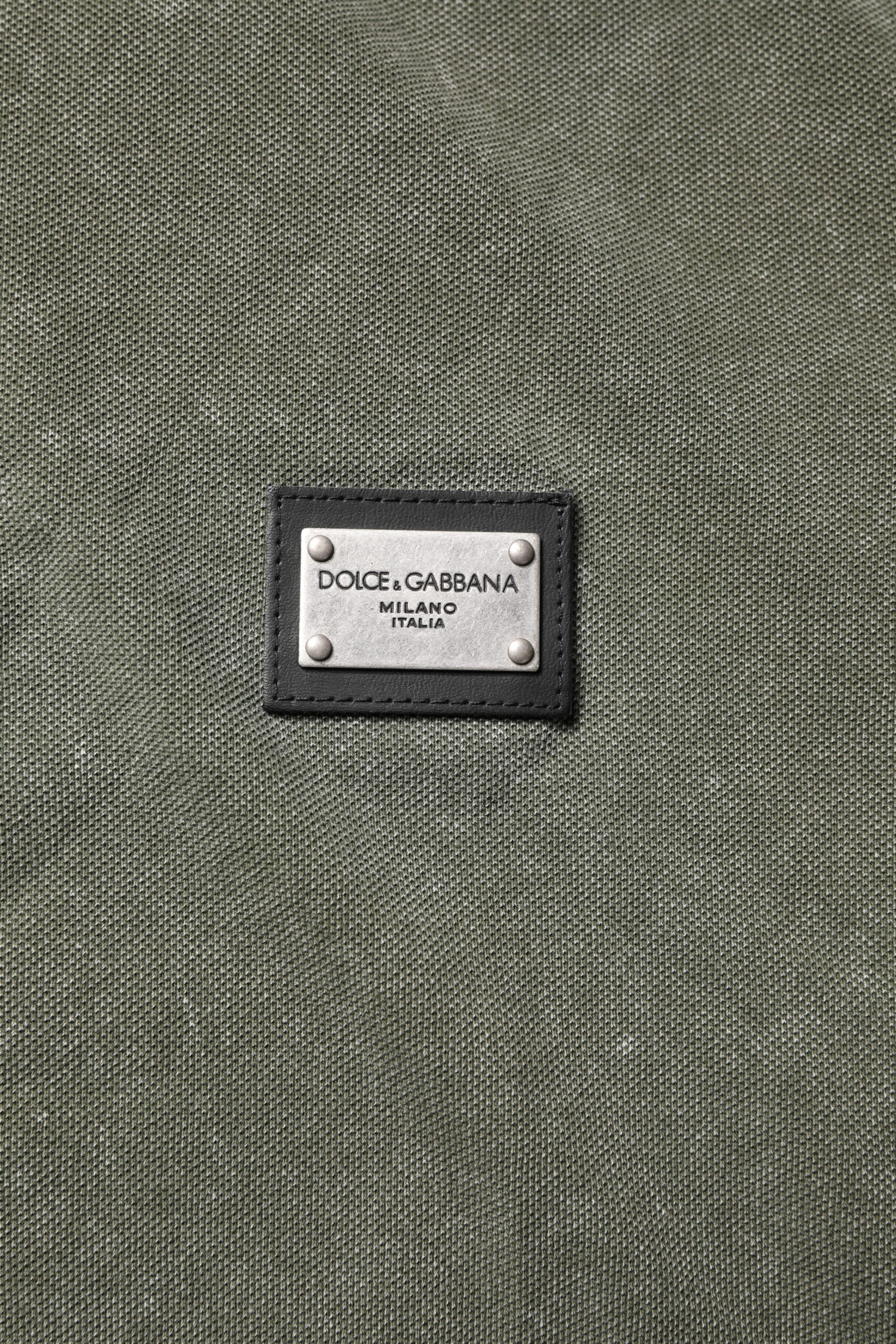Dolce & Gabbana Army Green Logo Plaque Cotton Polo Shirt T-shirt by Dolce & Gabbana