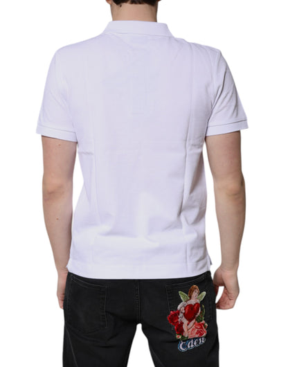 Dolce & Gabbana White Cotton Crown Collared Men Polo T-shirt by Dolce & Gabbana