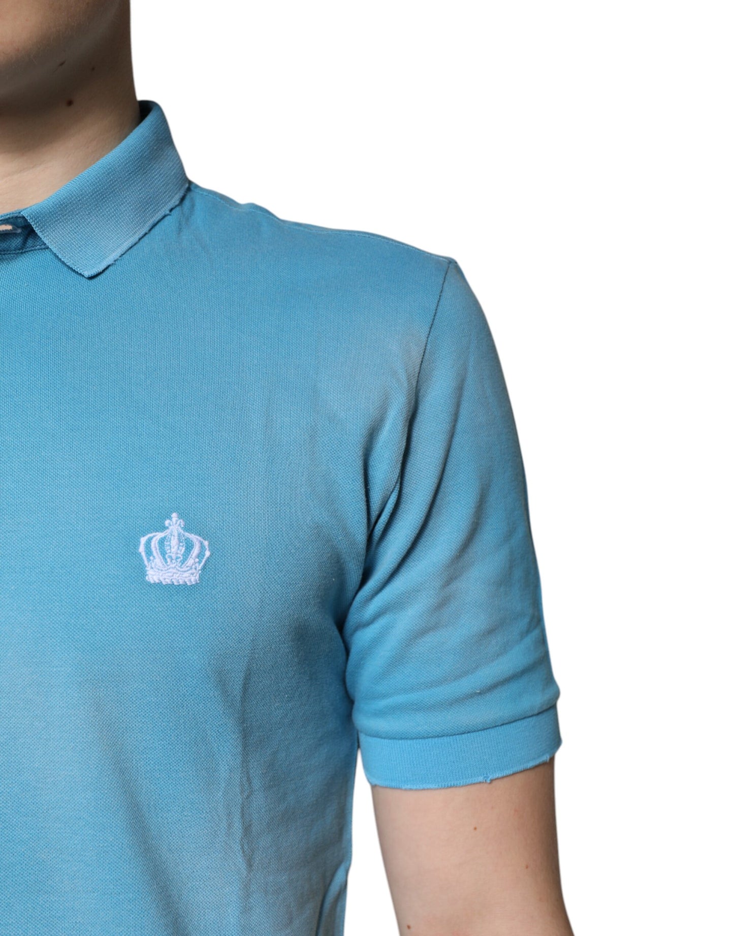 Dolce & Gabbana Blue Cotton Crown Collared Men Polo T-shirt by Dolce & Gabbana