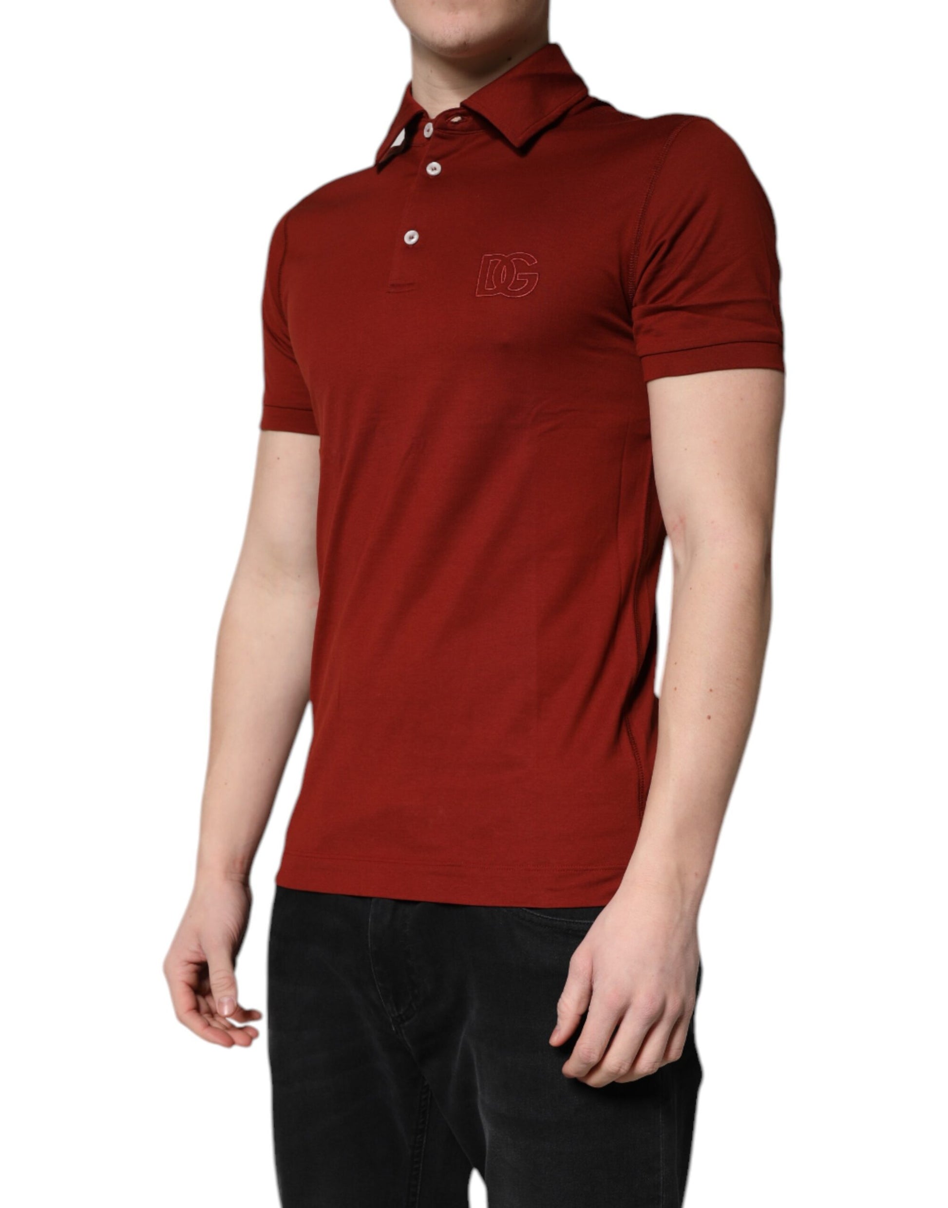 Dolce & Gabbana Red Cotton DG Logo Collared Men Polo T-shirt by Dolce & Gabbana