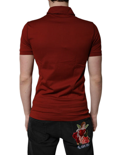 Dolce & Gabbana Red Cotton DG Logo Collared Men Polo T-shirt by Dolce & Gabbana
