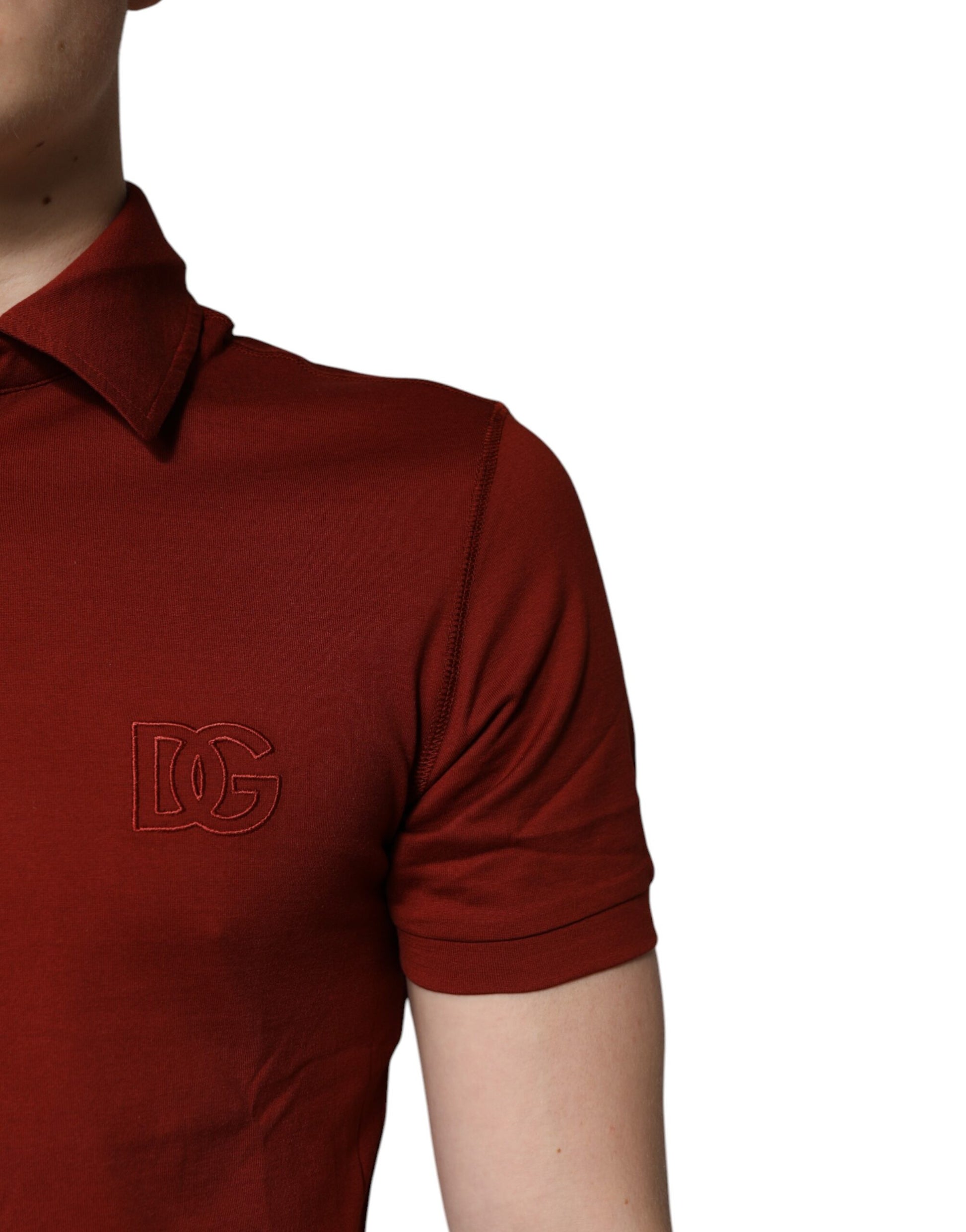 Dolce & Gabbana Red Cotton DG Logo Collared Men Polo T-shirt by Dolce & Gabbana