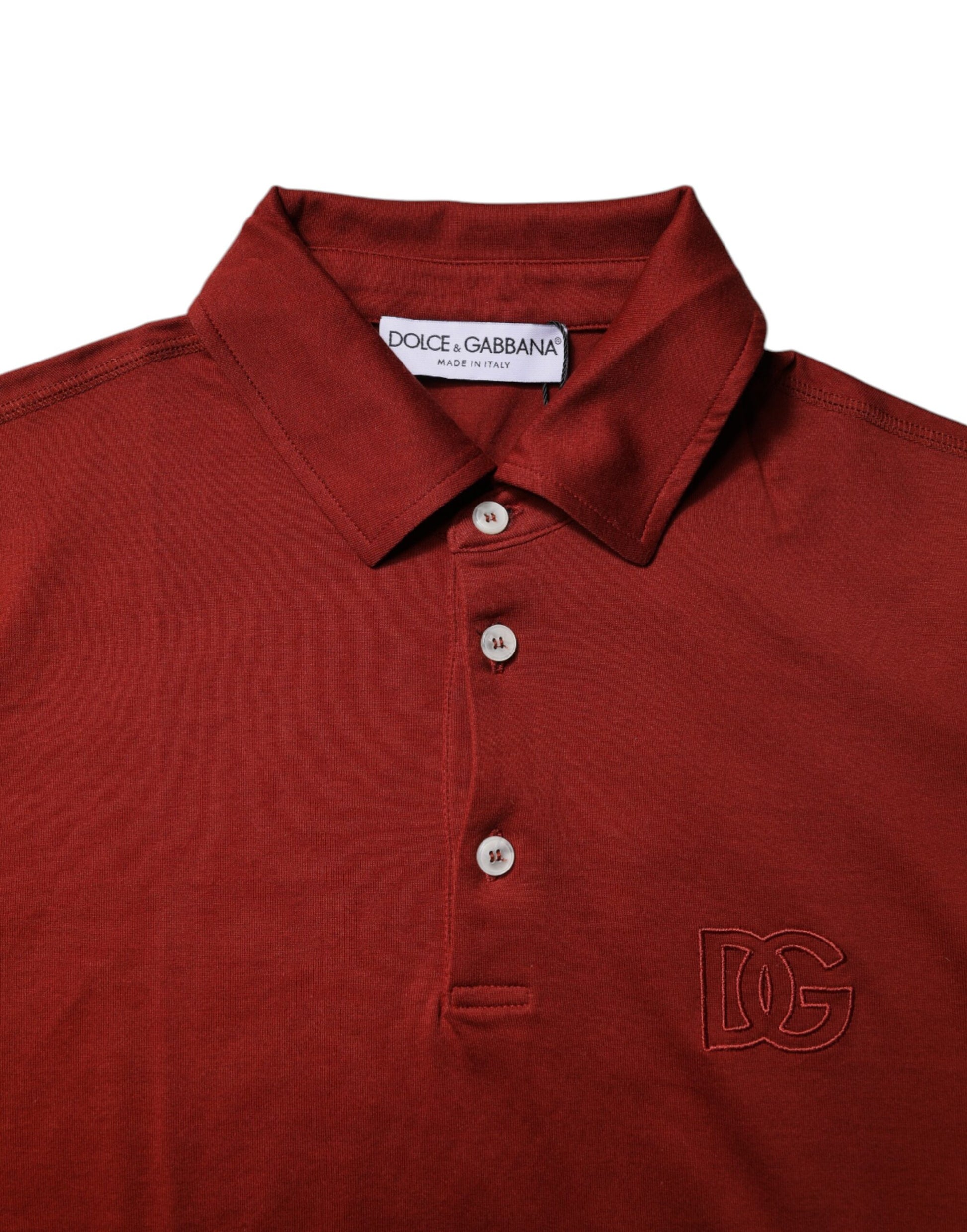 Dolce & Gabbana Red Cotton DG Logo Collared Men Polo T-shirt by Dolce & Gabbana