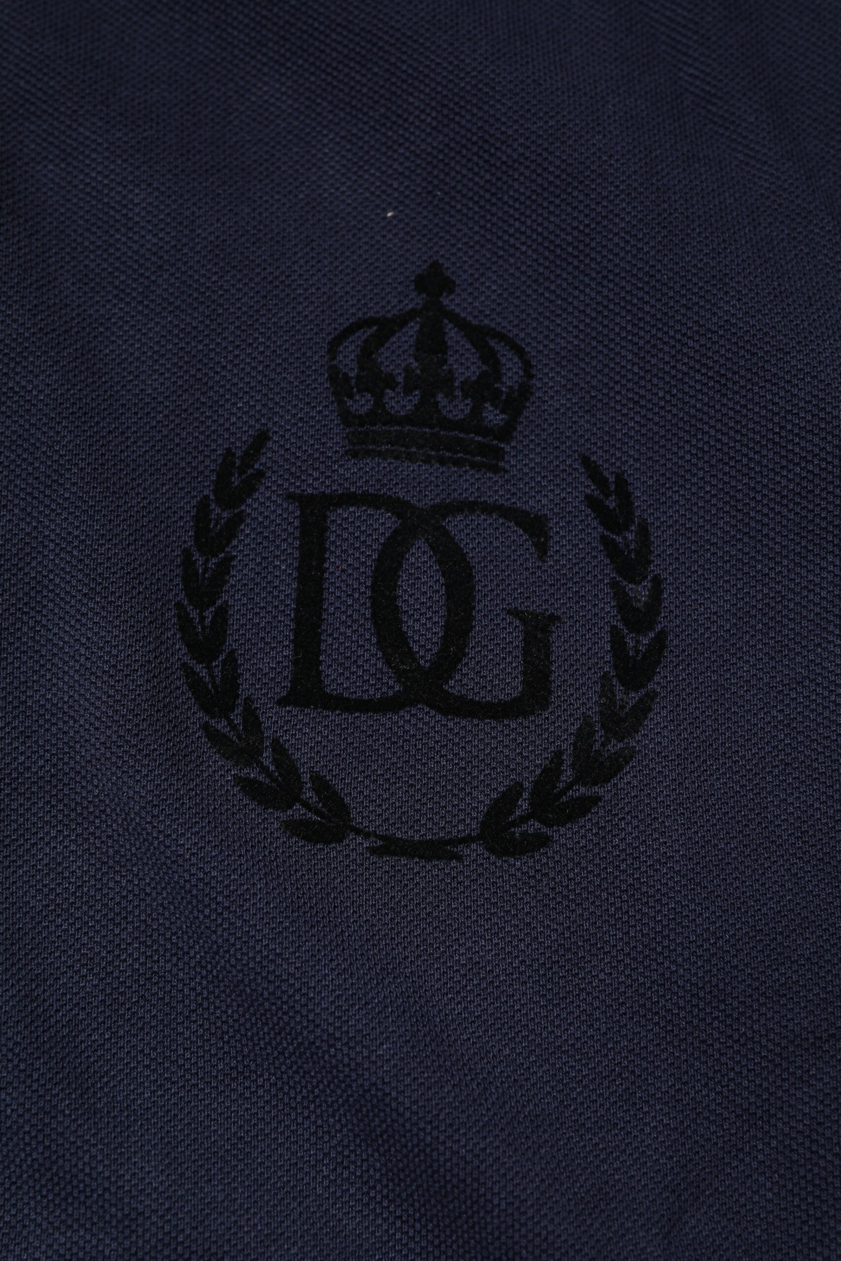 Dolce & Gabbana Dark Blue Cotton Crown Collared Polo T-shirt by Dolce & Gabbana
