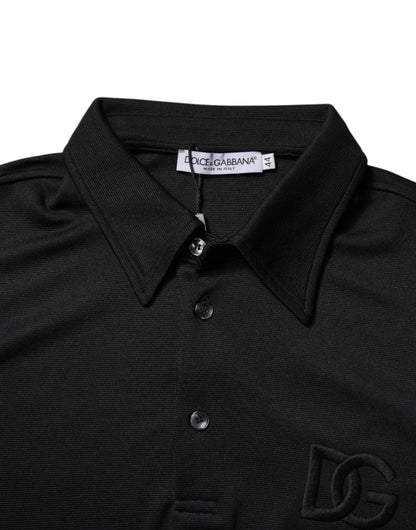 Dolce & Gabbana Black Polyester DG Logo Collared Polo T-shirt by Dolce & Gabbana