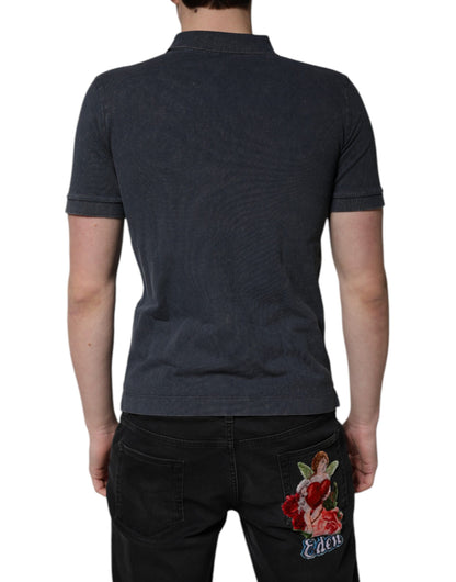 Dolce & Gabbana Dark Blue Logo Plaque Cotton Men Polo Shirt T-shirt by Dolce & Gabbana