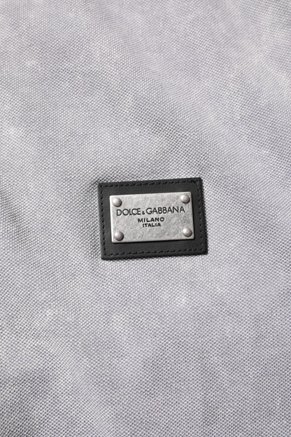 Polo Dolce &amp; Gabbana en coton gris avec plaque logo pour homme