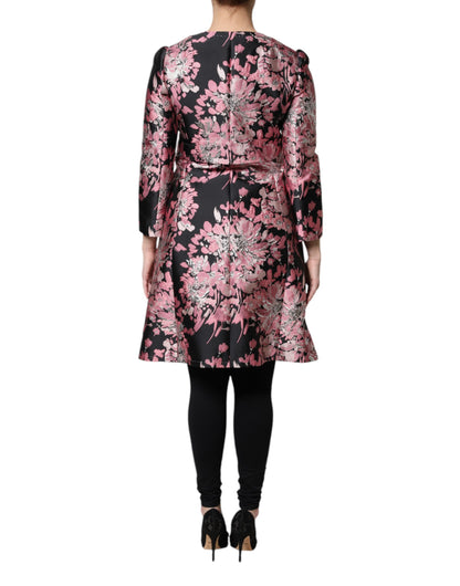 Dolce &amp; Gabbana Pink Black Floral Brocade Trench Coat Jacket