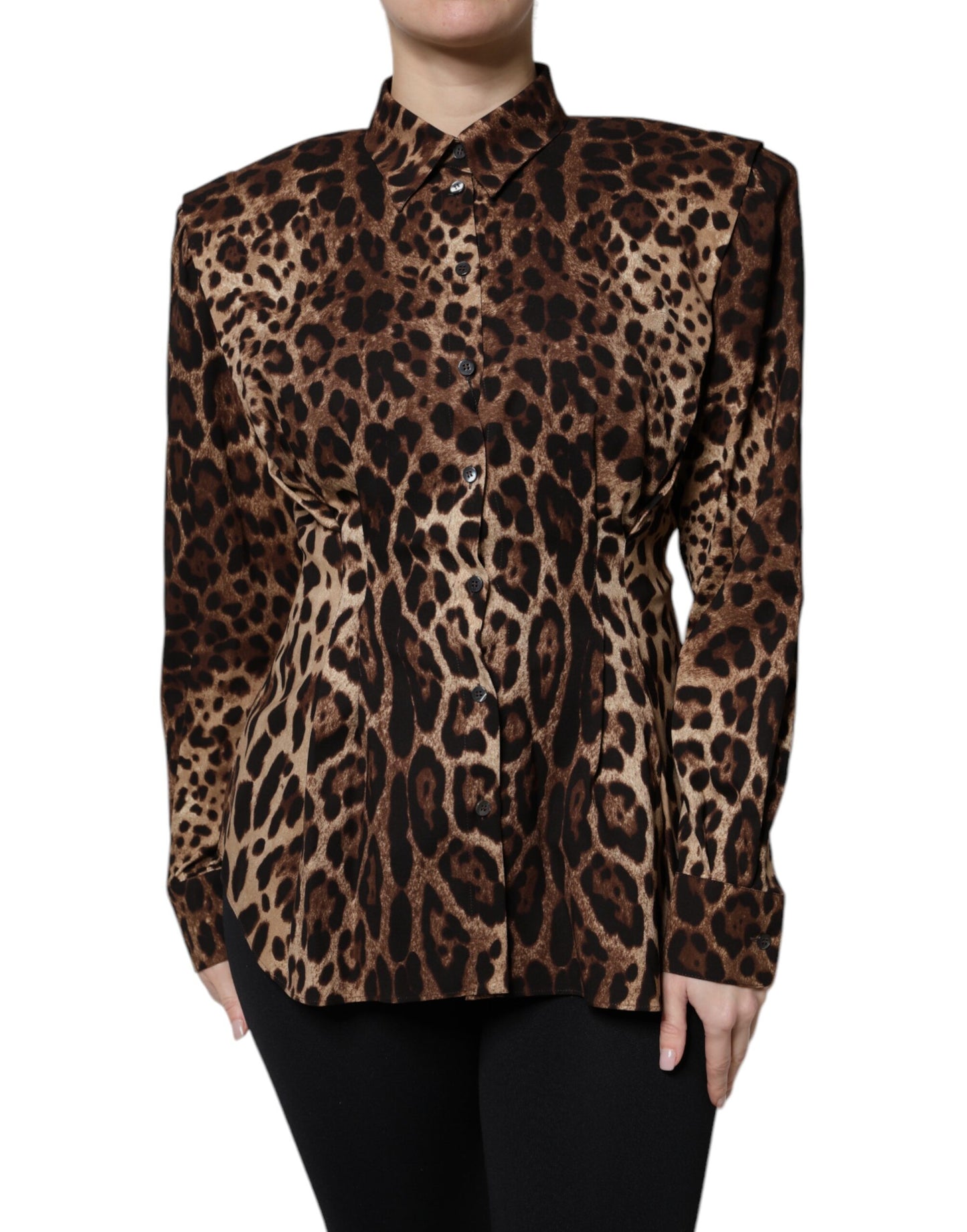 Dolce &amp; Gabbana Brown Leopard Silk Button Down Coat Jacket