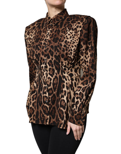 Dolce &amp; Gabbana Brown Leopard Silk Button Down Coat Jacket